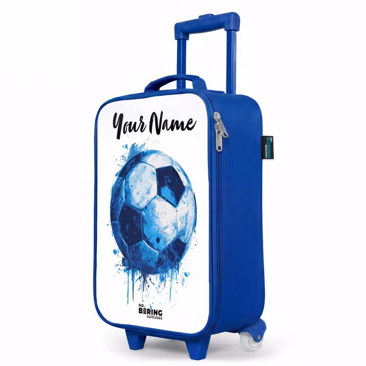 Children's suitcase with name - Blue - Soccer vibes - Ink splashes - Blue — 5