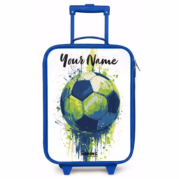 Children's suitcase with name - Blue - Soccer Vibes - Paint - Green - Blue — 1