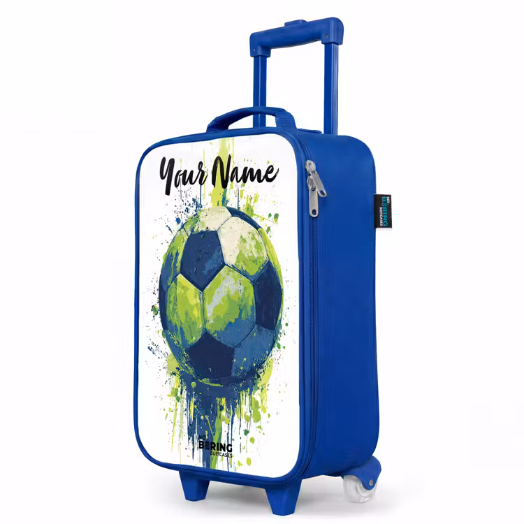 Children's suitcase with name - Blue - Soccer Vibes - Paint - Green - Blue — 5