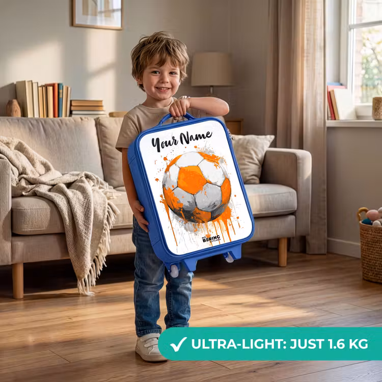Children's suitcase with name - Blue - Soccer Vibes - Paint - Orange — 3