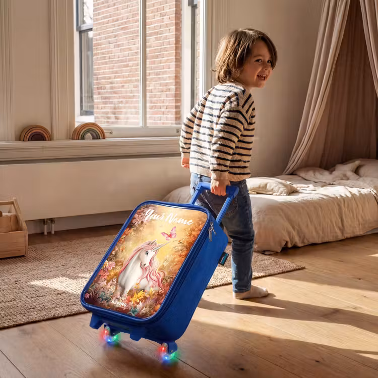 Children's suitcase with name - Blue - Unicorn - Butterfly - Pink - Mane — 2