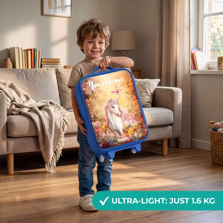 Children's suitcase with name - Blue - Unicorn - Butterfly - Pink - Mane — 3