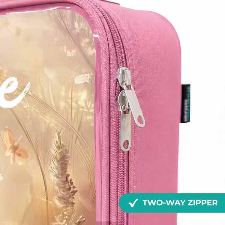 Children's suitcase with name - Pink - Bunny - Brown - Flowers - Butterflies — 4