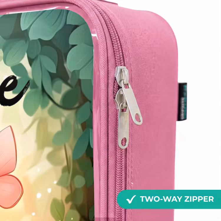 Children's suitcase with name - Pink - Cat - Butterfly - Flowers — 4