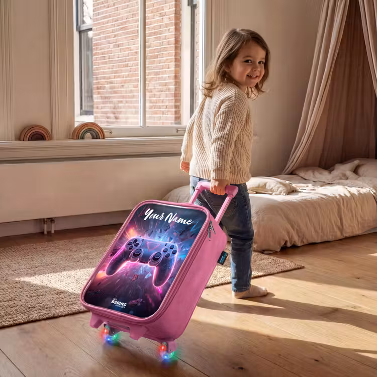 Children's suitcase with name - Pink - Controller - Neon - Game — 2