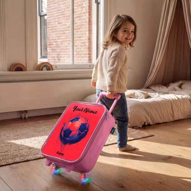 Children's suitcase with name - Pink - Soccer Vibes - Paint - Blue - Red — 2
