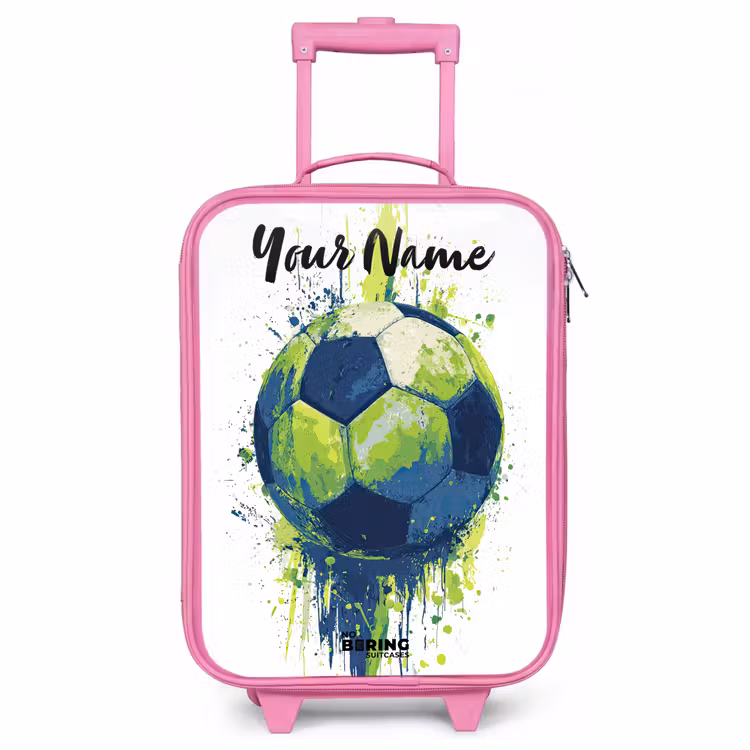 Children's suitcase with name - Pink - Soccer Vibes - Paint - Green - Blue — 1