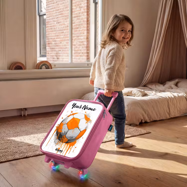 Children's suitcase with name - Pink - Soccer Vibes - Paint - Orange — 2