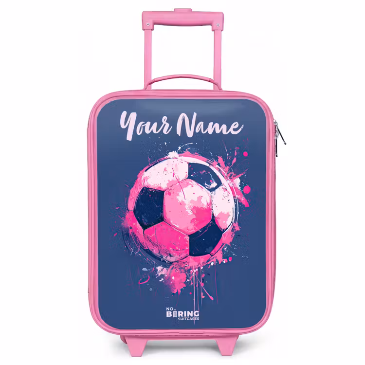 Children's suitcase with name - Pink - Soccer vibes - Paint - Pink - Blue — 1