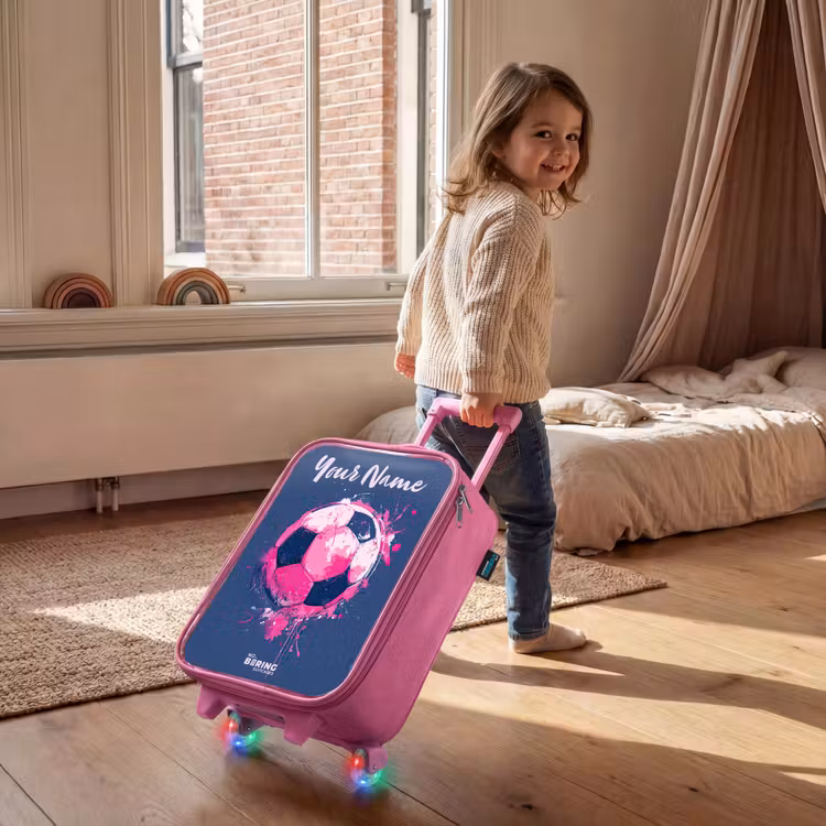 Children's suitcase with name - Pink - Soccer vibes - Paint - Pink - Blue — 2