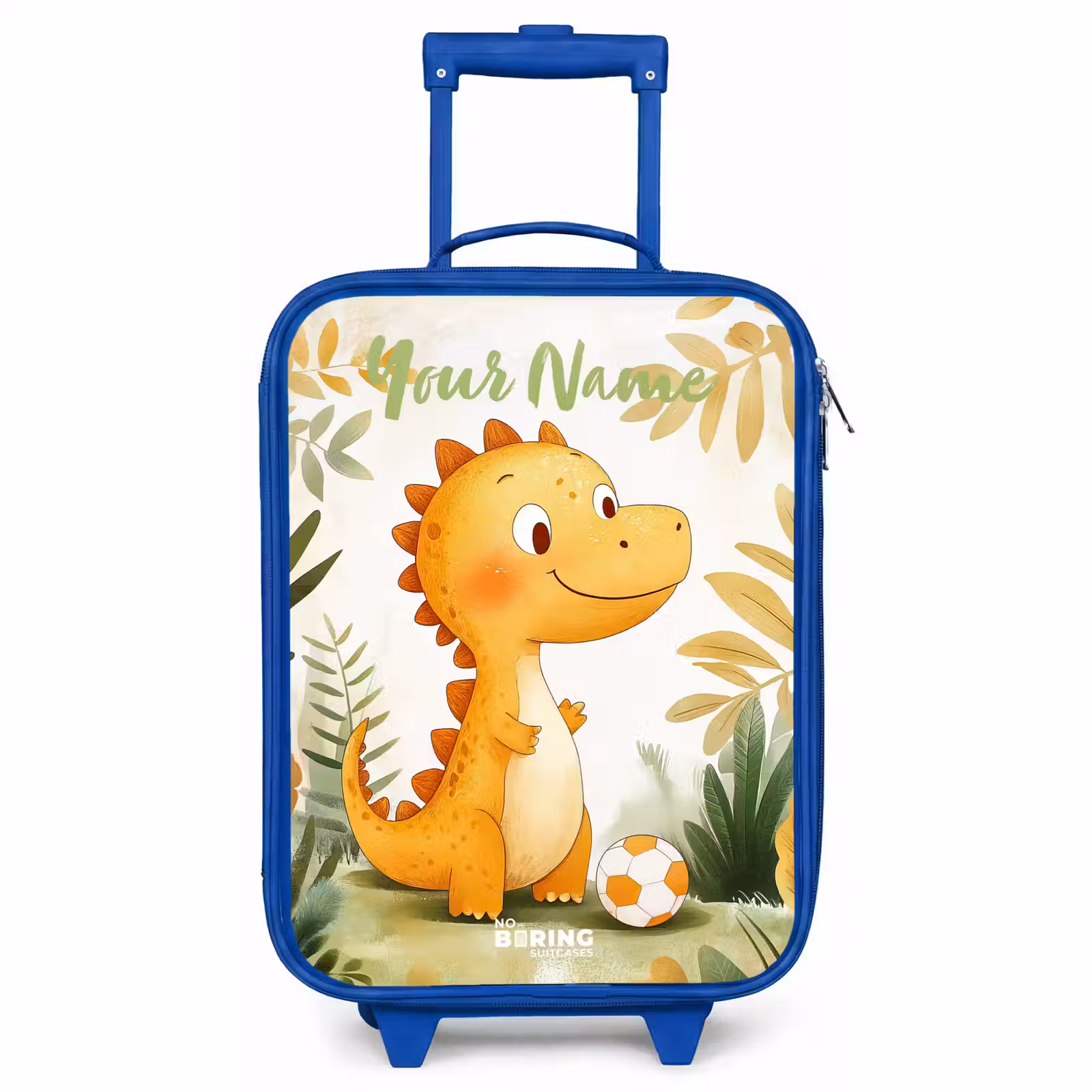 Children's suitcase with name - Blue - Dino - Football - Orange — 1