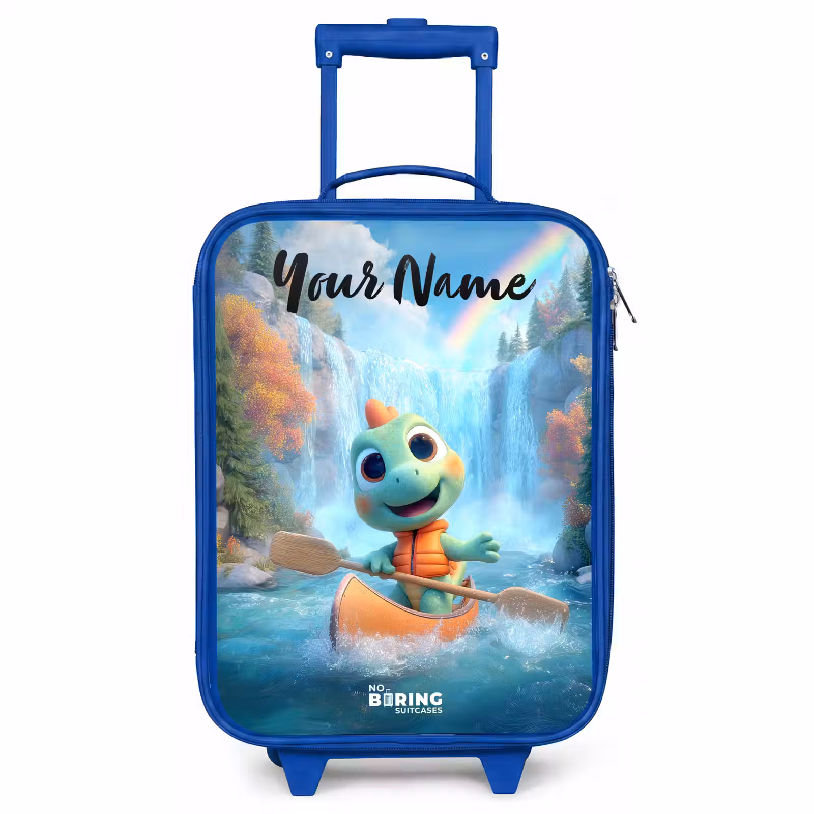 Children's suitcase with name - Blue - Dino - Nature - Waterfall — 1