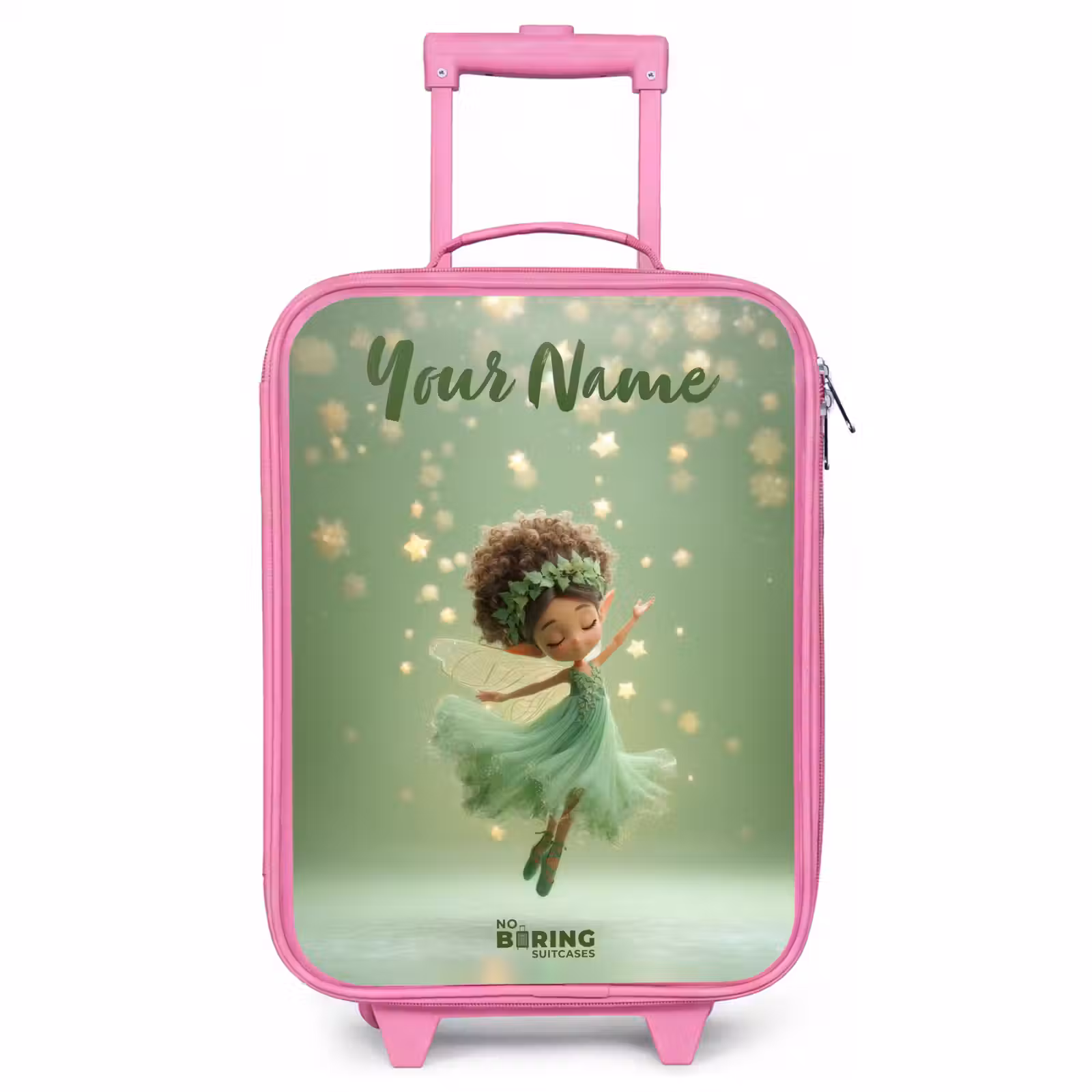 Children's suitcase with name - Pink - Dancing fairy in green light — 1