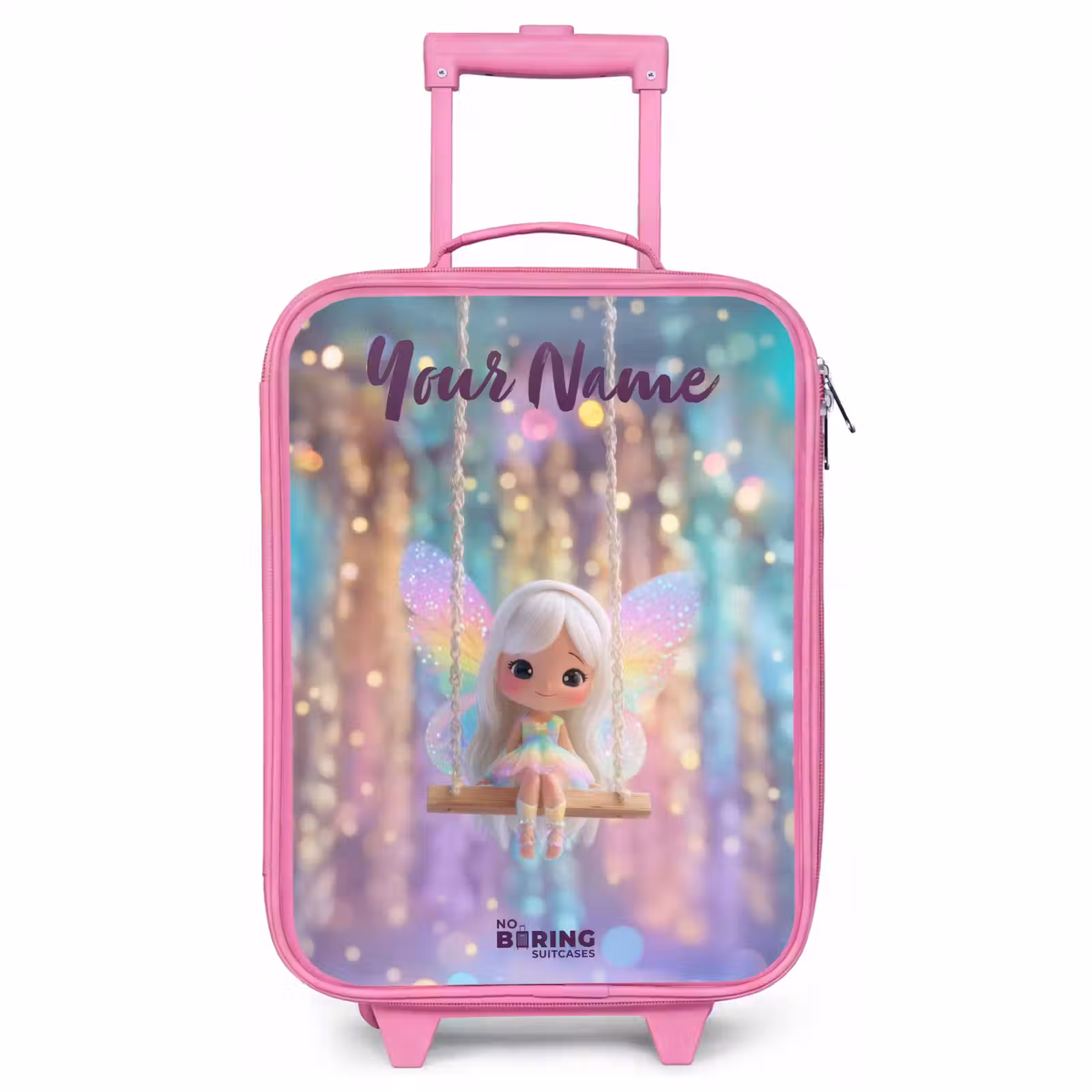 Children's suitcase with name - Pink - Fairy - Elf - Rainbow — 1