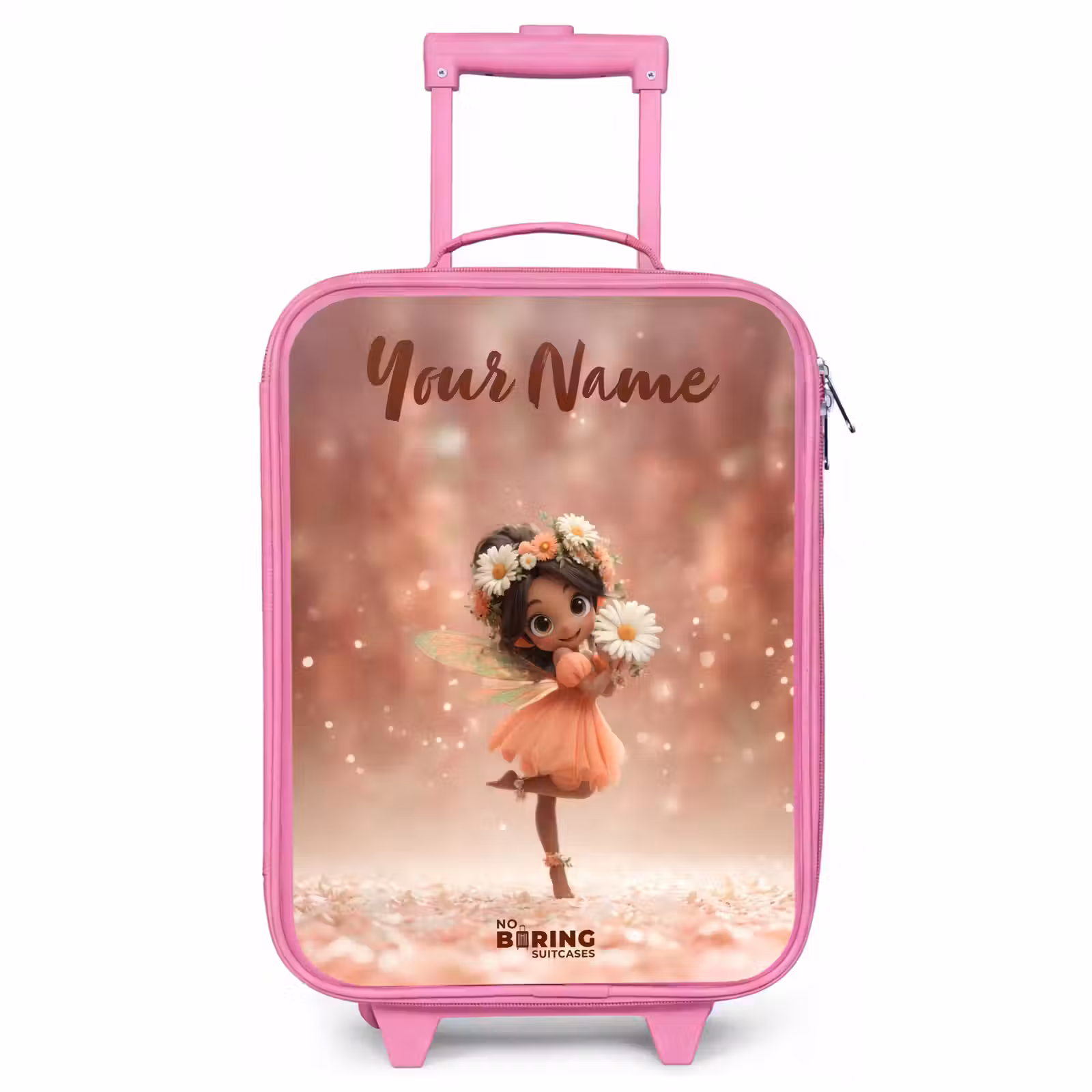 Children's suitcase with name - Pink - Fairy with daisies — 1