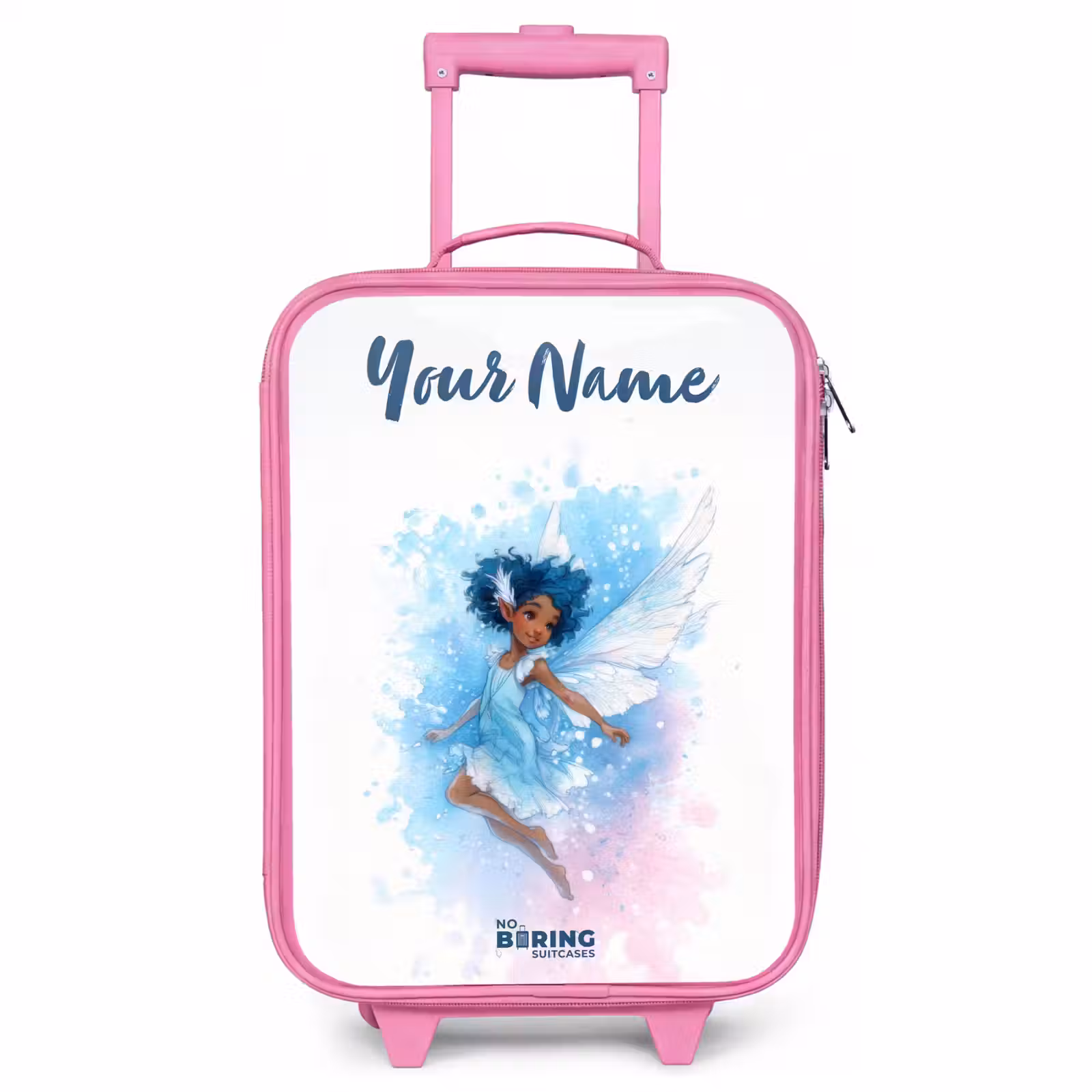 Children's suitcase with name - Pink - Flying fairy in shades of blue — 1