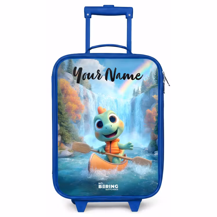 Children's suitcase with name - Blue - Dino - Nature - Waterfall — 1