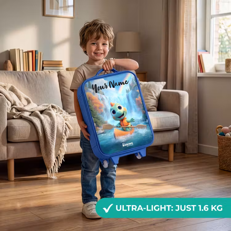 Children's suitcase with name - Blue - Dino - Nature - Waterfall — 3