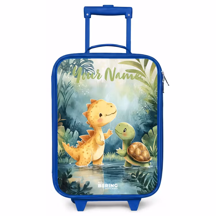 Children's suitcase with name - Blue - Dino - Turtle - Jungle — 1