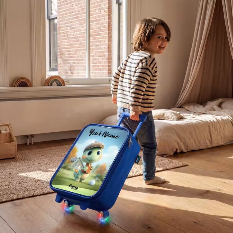 Children's suitcase with name - Blue - Golf - Dino - Green — 2