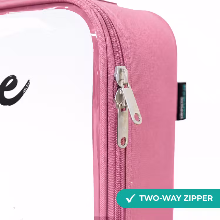 Children's suitcase with name - Pink - Blue spaceship with beam of light — 4