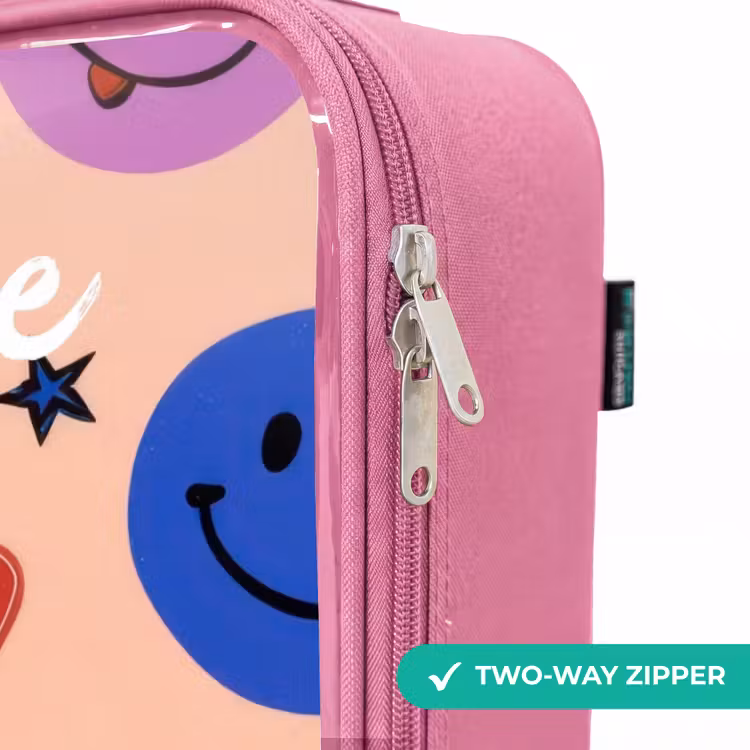 Children's suitcase with name - Pink - Cheerful Smiley Pattern — 4