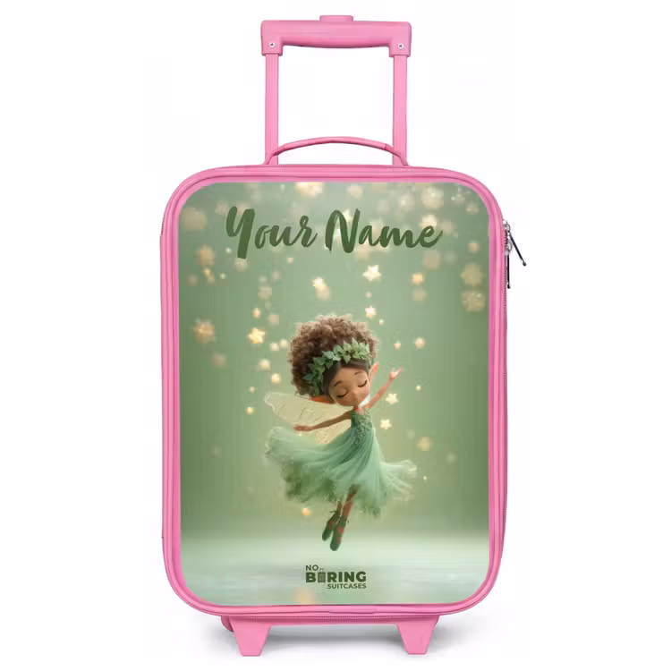 Children's suitcase with name - Pink - Dancing fairy in green light — 1