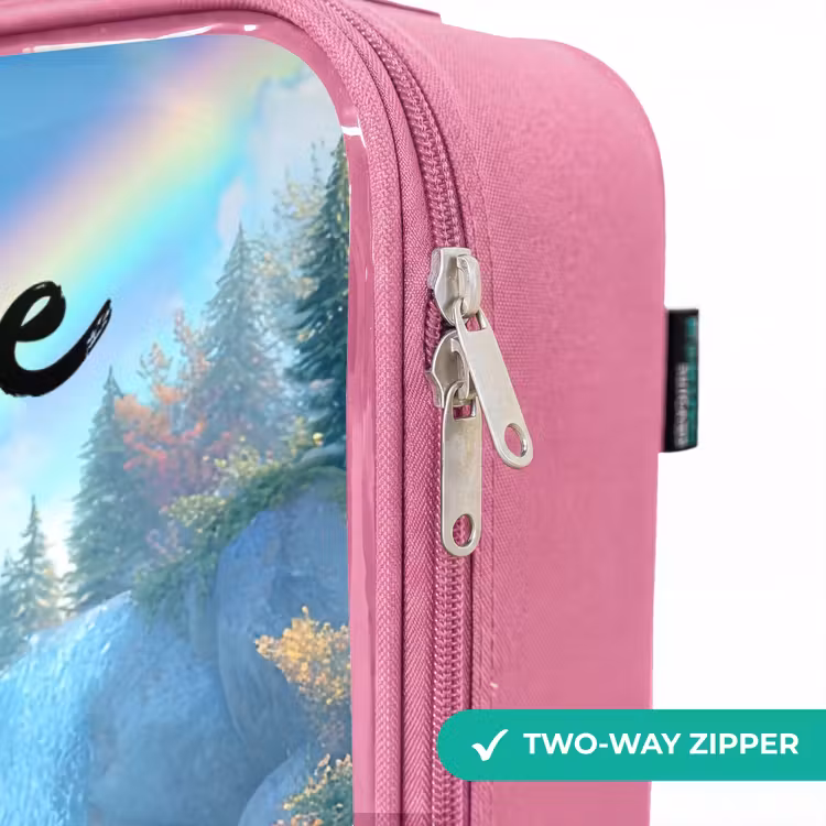 Children's suitcase with name - Pink - Dino - Nature - Waterfall — 4