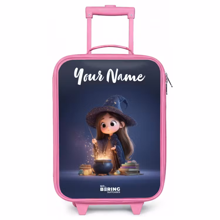 Children's suitcase with name - Pink - Enchanted girl with cauldron — 1