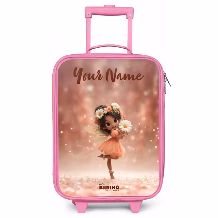 Children's suitcase with name - Pink - Fairy with daisies — 1