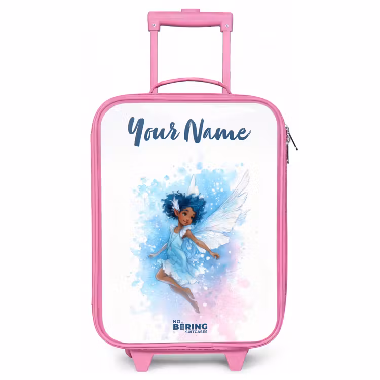 Children's suitcase with name - Pink - Flying fairy in shades of blue — 1