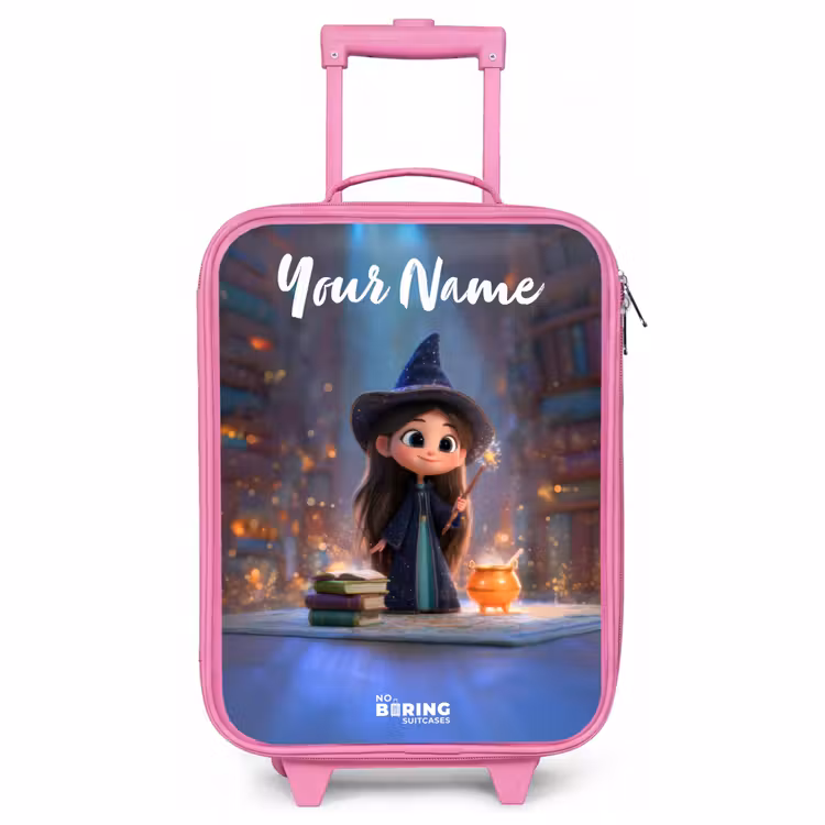 Children's suitcase with name - Pink - Little enchantress in library — 1