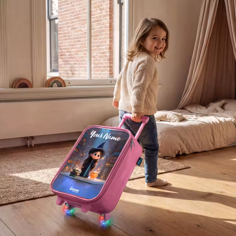 Children's suitcase with name - Pink - Little enchantress in library — 2