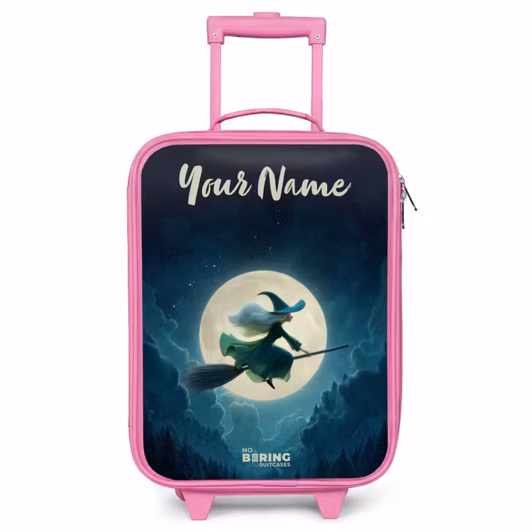 Children's suitcase with name - Pink - Night Flight Over the Forest — 1