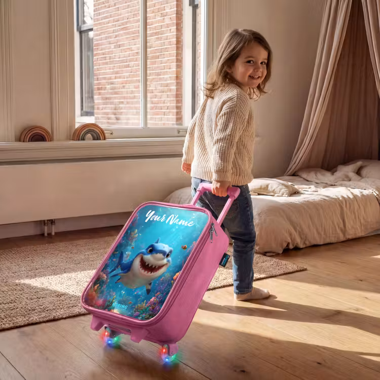 Children's suitcase with name - Pink - Reef - Coral - Shark - Animal — 2