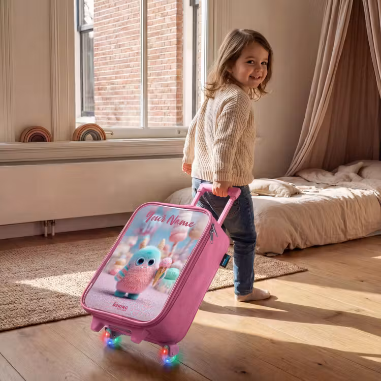 Children's suitcase with name - Pink - Sweet Monster Candy Adventure — 2