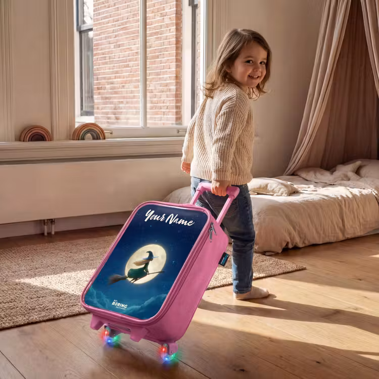 Children's suitcase with name - Pink - Witch in Moonlight Flight — 2