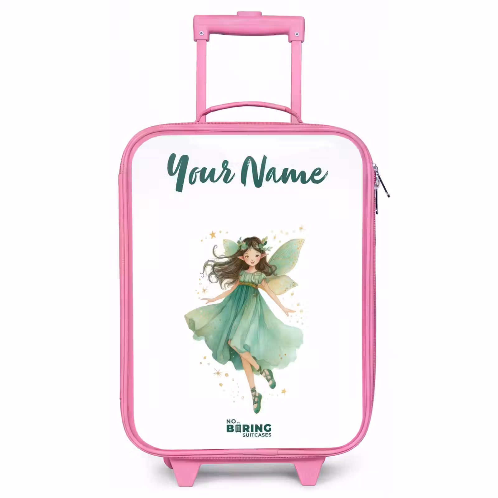 Children's suitcase with name - Pink - Floating green elf — 1