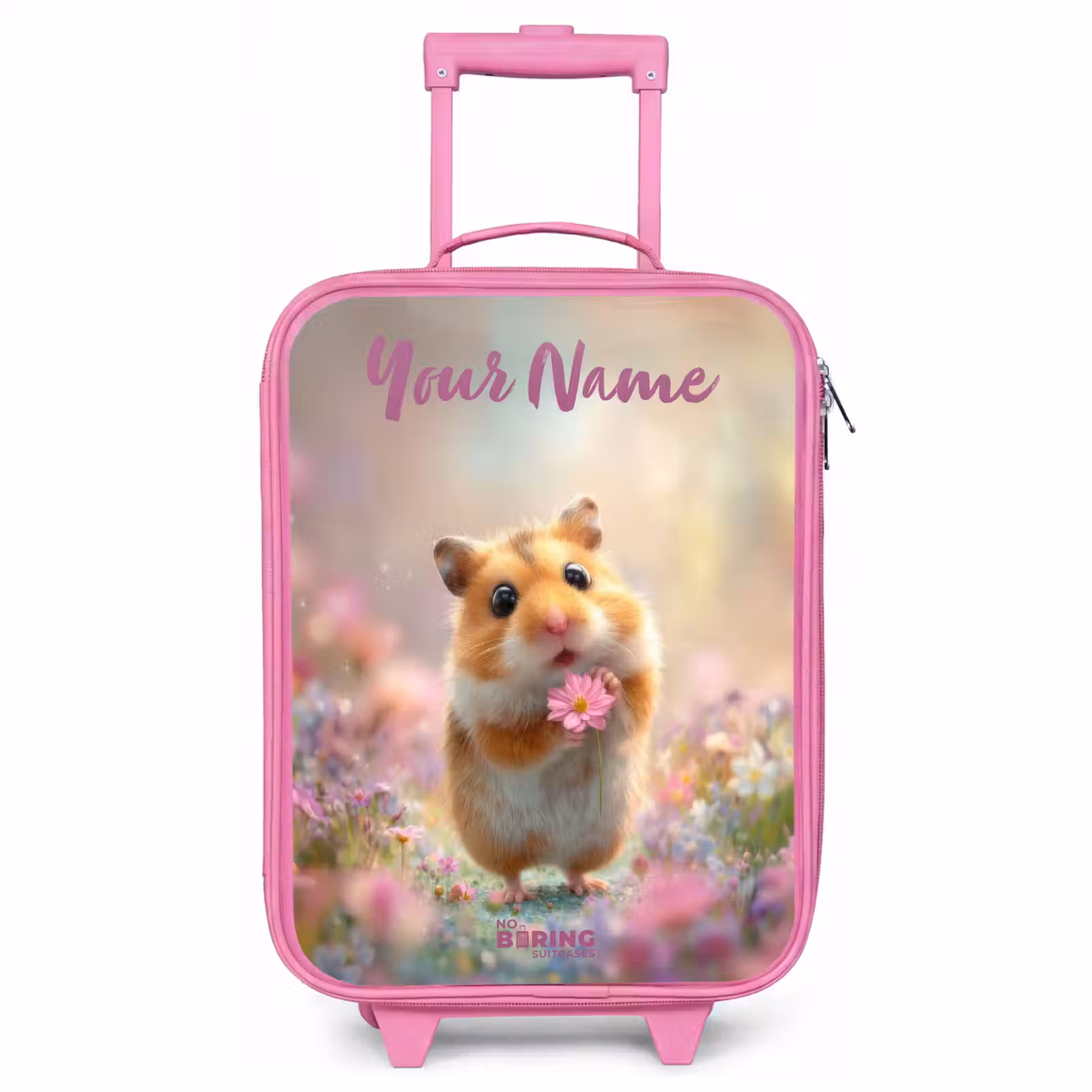 Children's suitcase with name - Pink - Hamster - Flower - Nature - Animal — 1