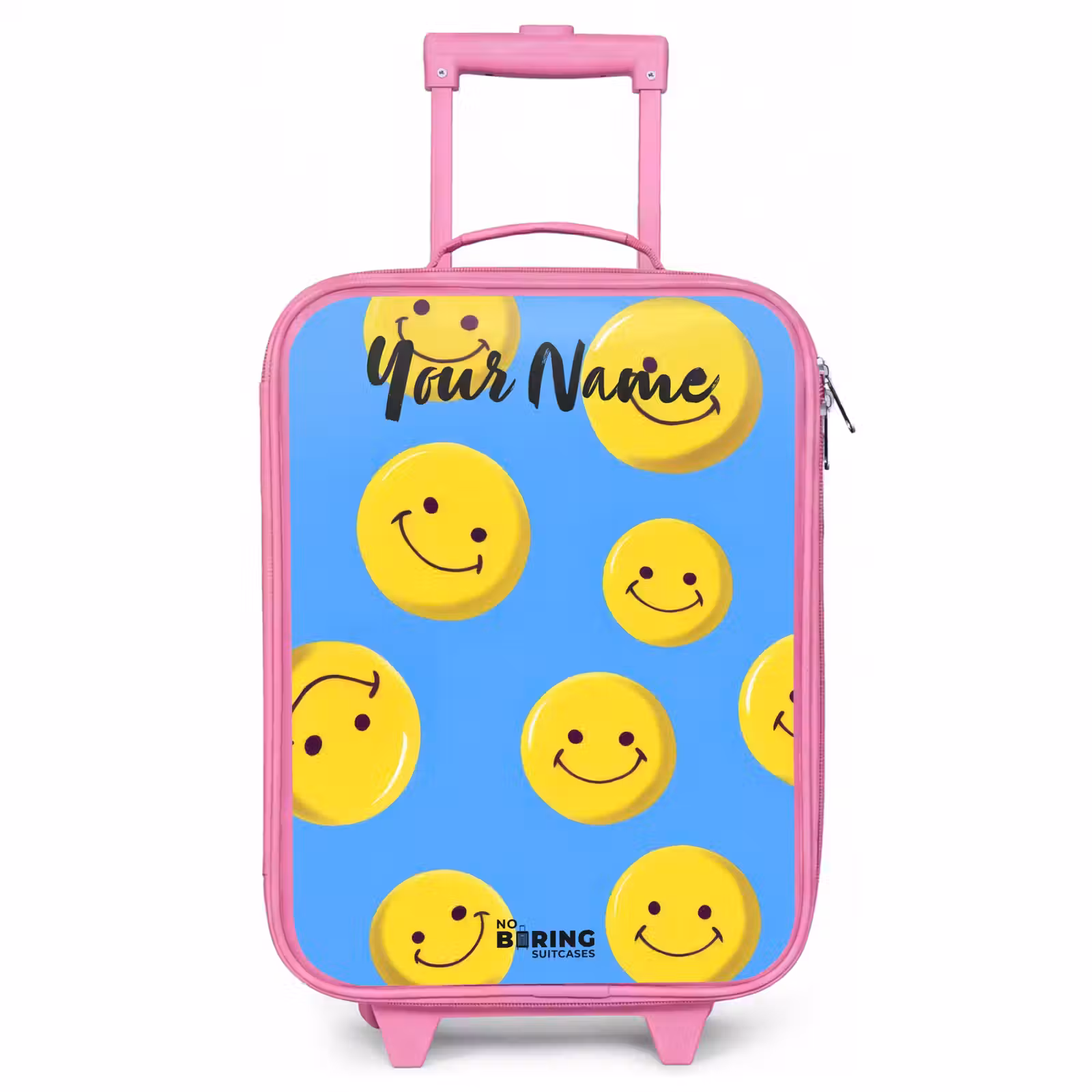 Children's suitcase with name - Pink - Merry smiley rain — 1