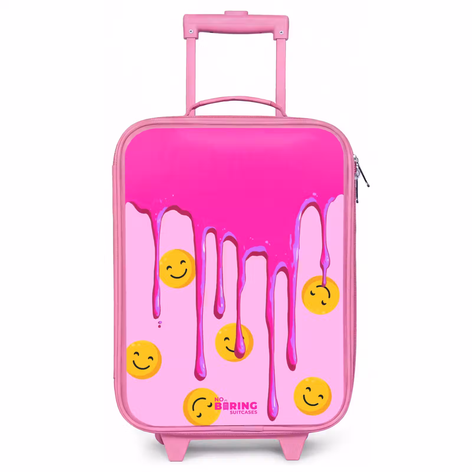 Children's suitcase with name - Pink - Paint - Smiley face - Pink — 1
