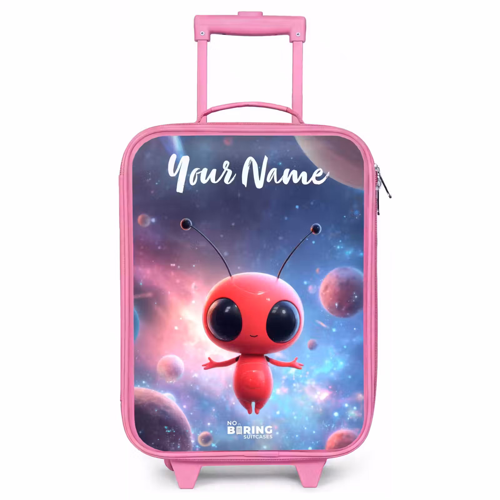 Children's suitcase with name - Pink - Red Space Being in Cosmic Dance — 1