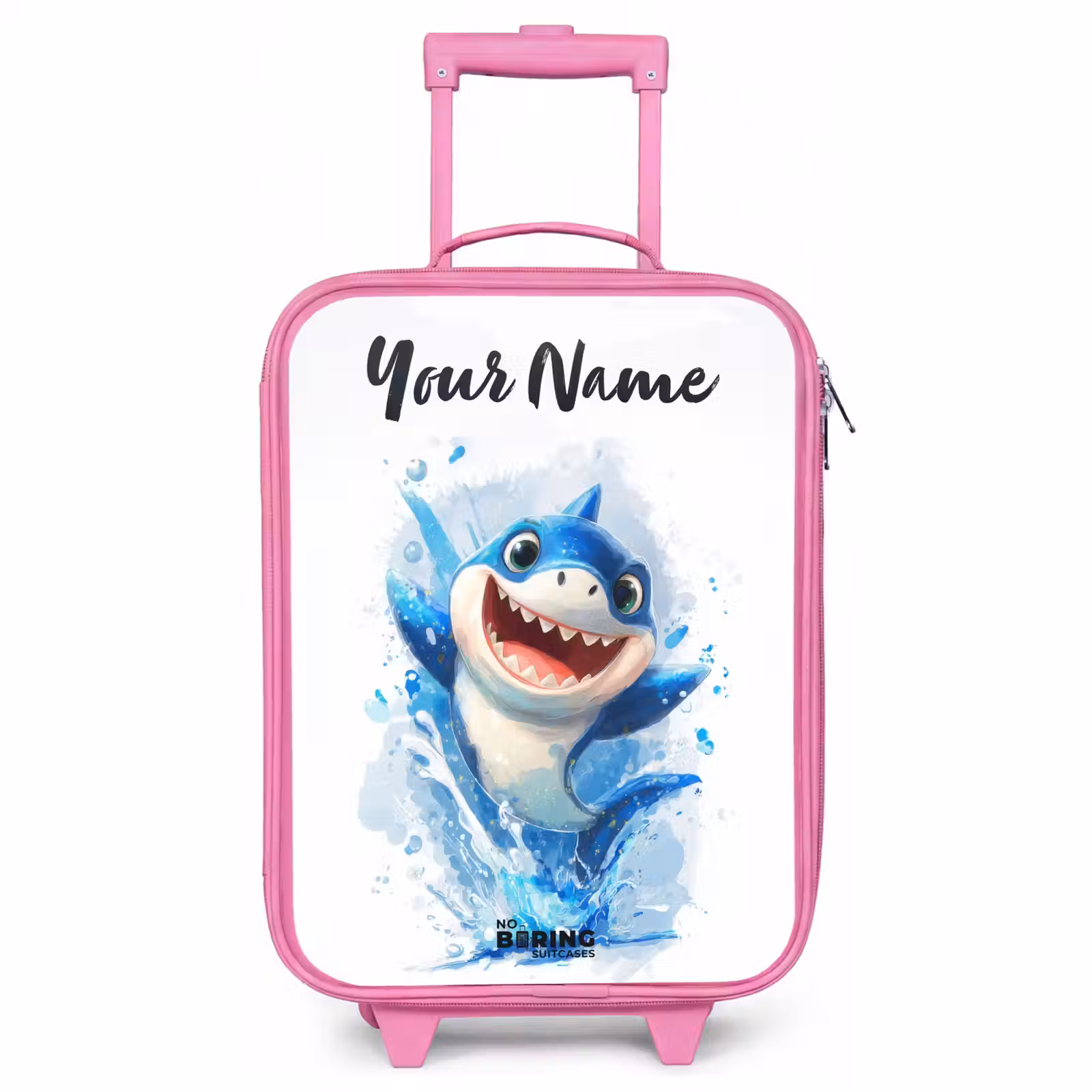 Children's suitcase with name - Pink - Shark - Teeth - Water — 1