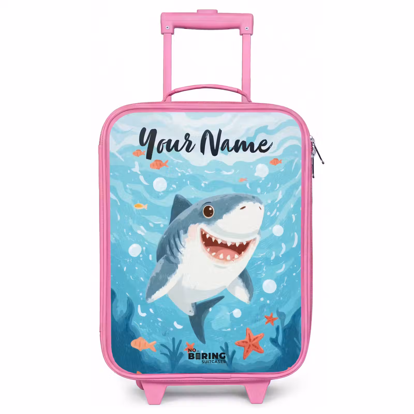 Children's suitcase with name - Pink - Shark - Water - Sea — 1
