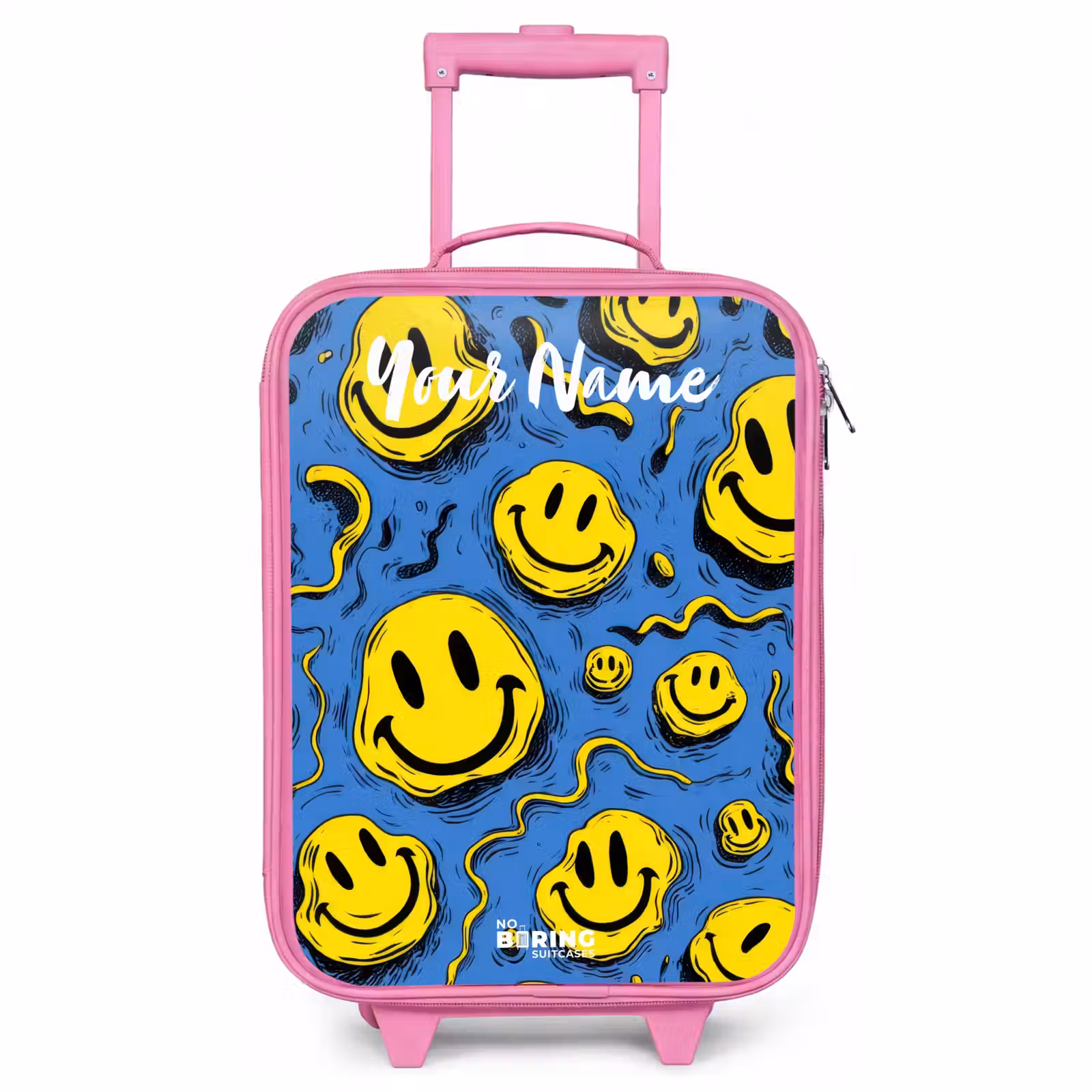 Children's suitcase with name - Pink - Smiley - Blue - Yellow — 1