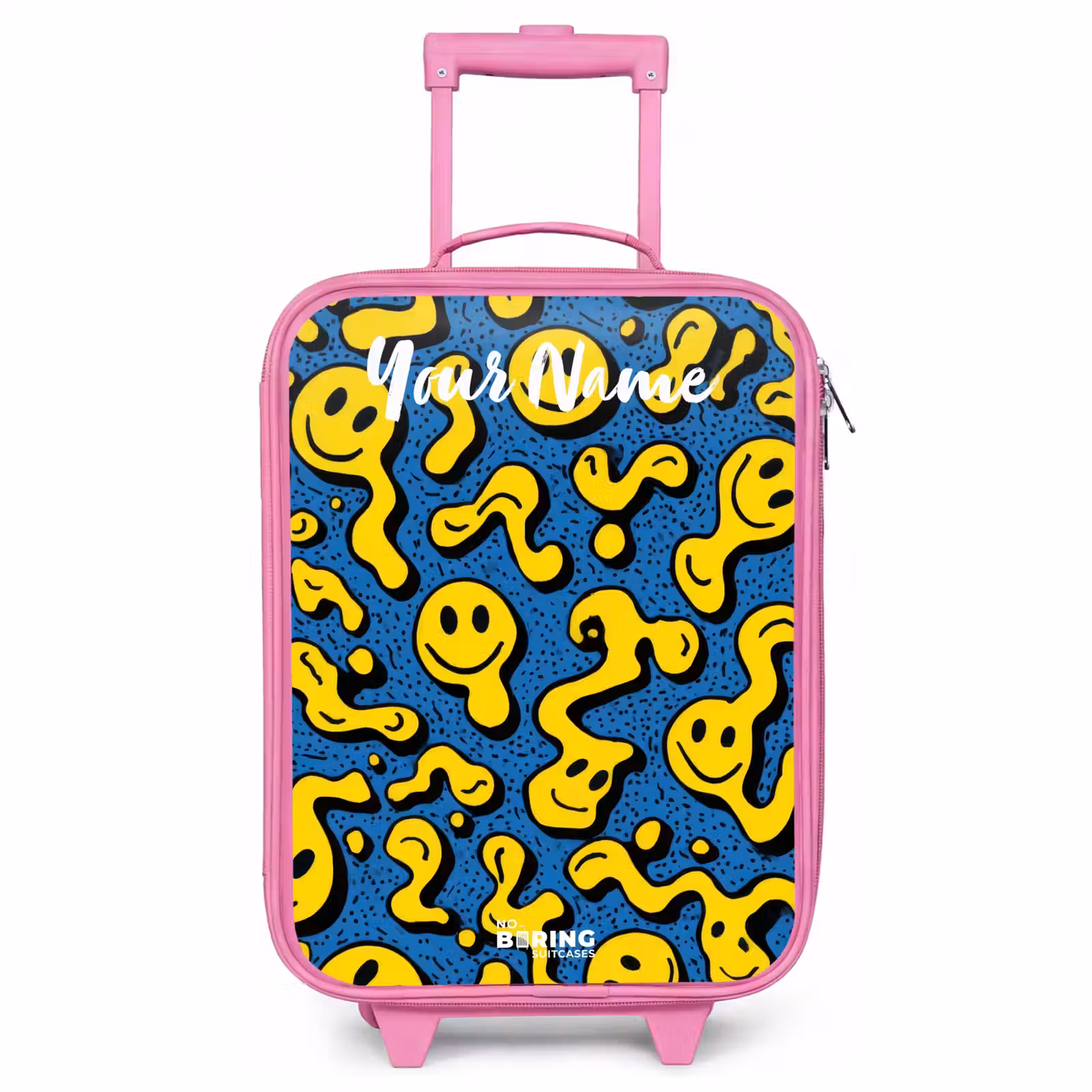 Children's suitcase with name - Pink - Smiley - Yellow - Blue — 1