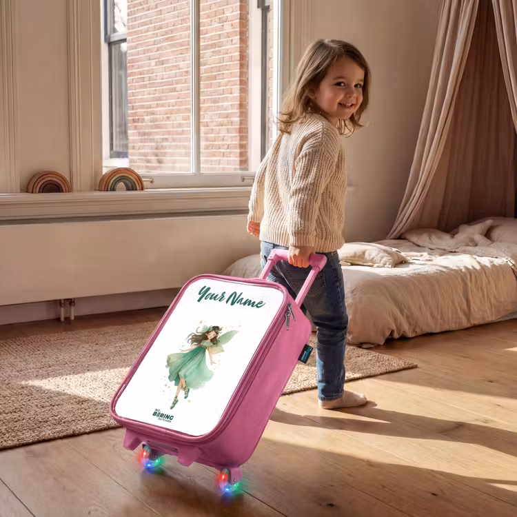 Children's suitcase with name - Pink - Floating green elf — 2