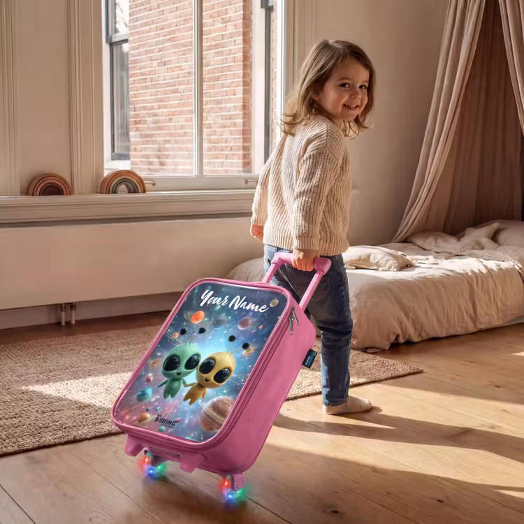 Children's suitcase with name - Pink - Merry alien friends — 2