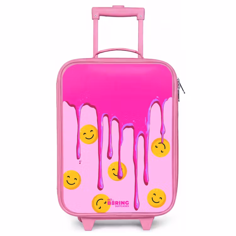 Children's suitcase with name - Pink - Paint - Smiley face - Pink — 1