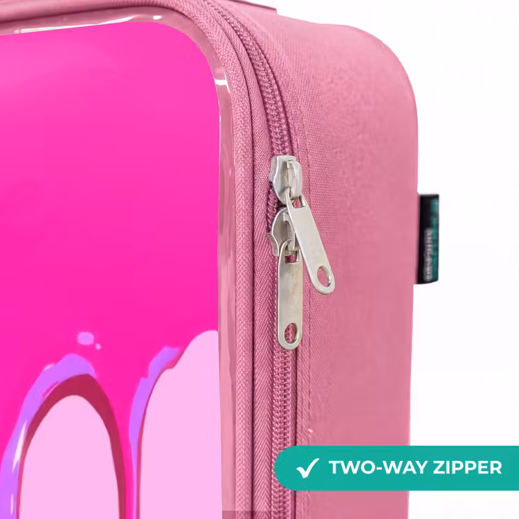 Children's suitcase with name - Pink - Paint - Smiley face - Pink — 4